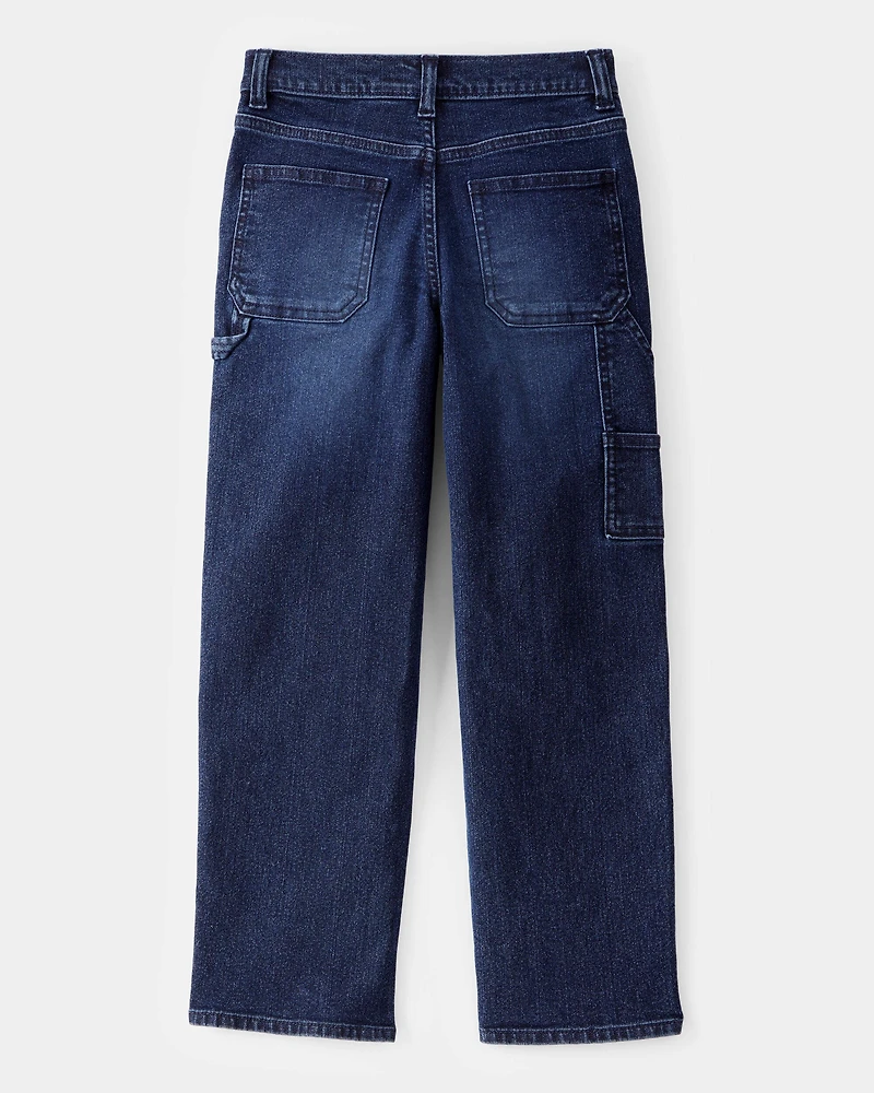 Boys Baggy Iconic Denim Carpenter Pants - Indigo Wash