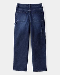 Boys Baggy Iconic Denim Carpenter Pants - Indigo Wash