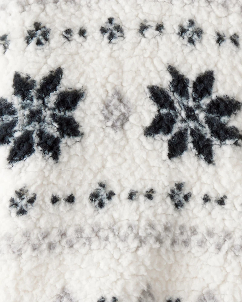 Baby Girl Fairisle Sherpa Quarter-Zip Pullover - White