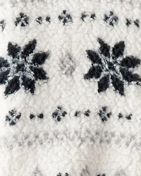 Baby Girl Fairisle Sherpa Quarter-Zip Pullover - White