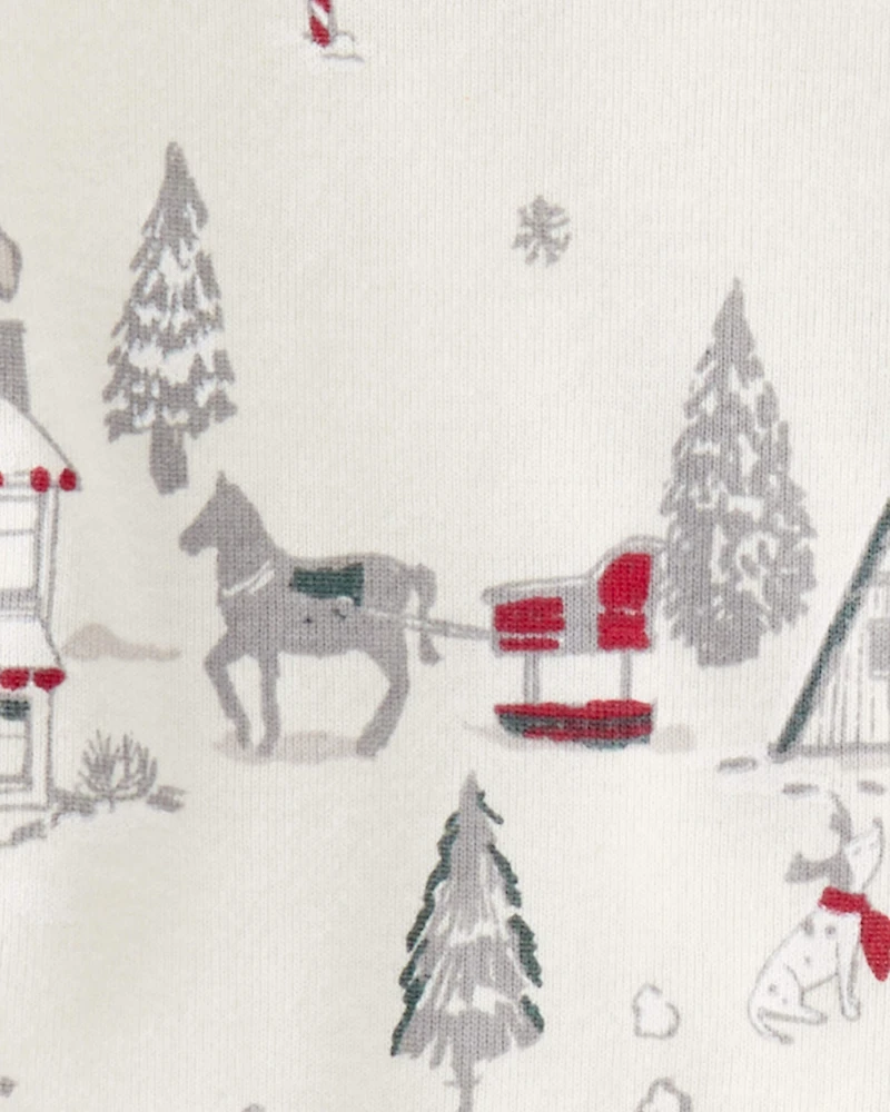 Baby Organic Cotton Pajamas Set in Winter Village Print