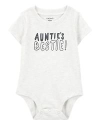 Baby "Auntie's Bestie" Short-Sleeve Bodysuit - Grey