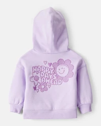 Baby Girl 2-Piece Flower Graphic Long-Sleeve Hoodie & Pant Set - Purple