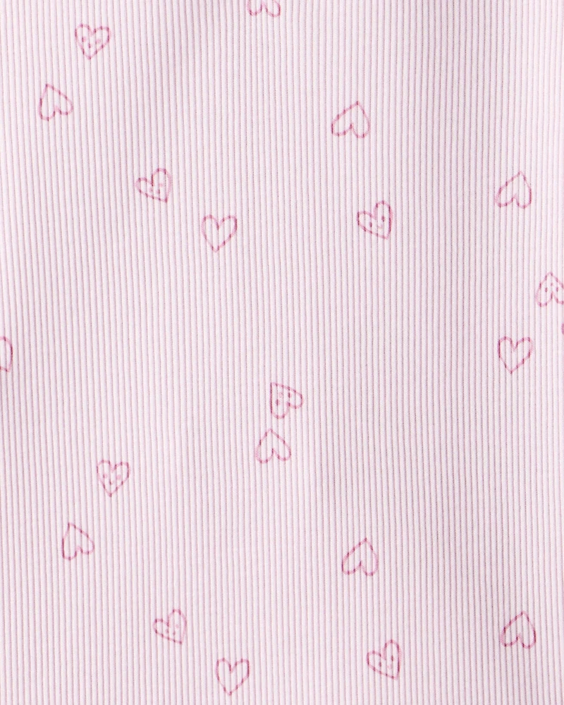 Toddler Girl 2-Pack Heart Print Cotton Long-Sleeve Top - Green/Pink