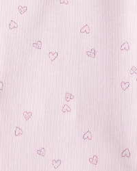 Toddler Girl 2-Pack Heart Print Cotton Long-Sleeve Top - Green/Pink
