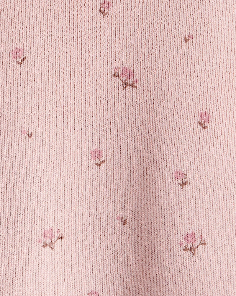 Baby Girl 2-Piece Organic Cotton Sweater Knit Set Blush Petals Print
