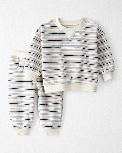 Baby 2-Piece Organic Cotton Velour Set in Stripes