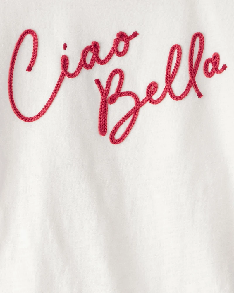 Girls Ciao Bella Short-Sleeve Graphic Tee - White