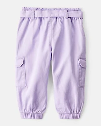 Baby Girl Cotton Cargo Joggers - Purple