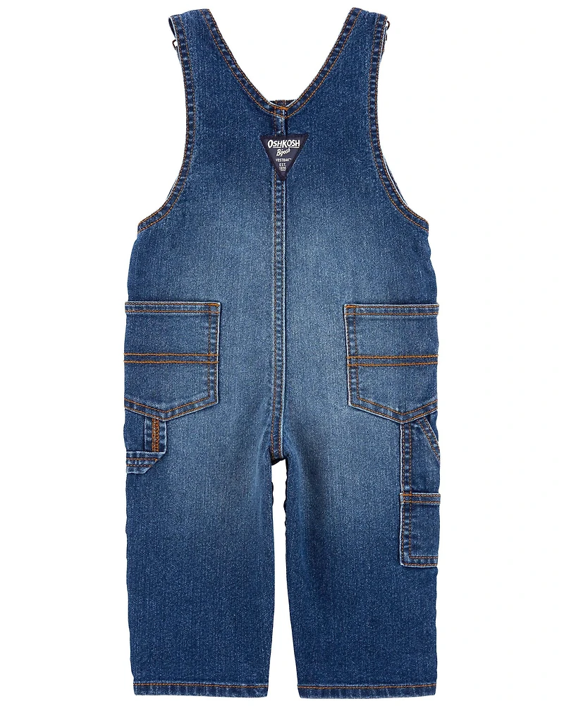 Baby Neutral Stretch Denim Classic Overalls - Dark Wash
