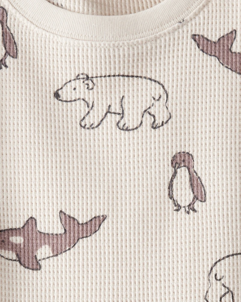 Toddler Waffle Knit Pajamas Made with Organic Cotton in Artic Friends Print
