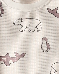 Toddler Waffle Knit Pajamas Made with Organic Cotton in Artic Friends Print