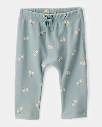 Baby 2-Piece Floral Waffle Knit Long-Sleeve Bodysuit Pant Set - Green