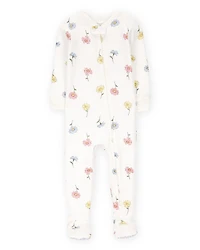 Baby Girl Floral Print PurelySoft Footie 1-Piece Pajamas - Ivory