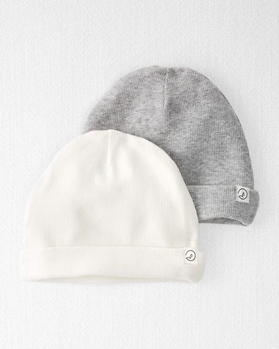 Baby 2-Pack Organic Cotton Rib Caps