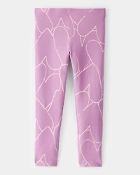 Toddler Girl Cotton Heart Stretch Leggings - Purple