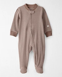 Baby Organic Cotton Sleep & Play Brown Stripes