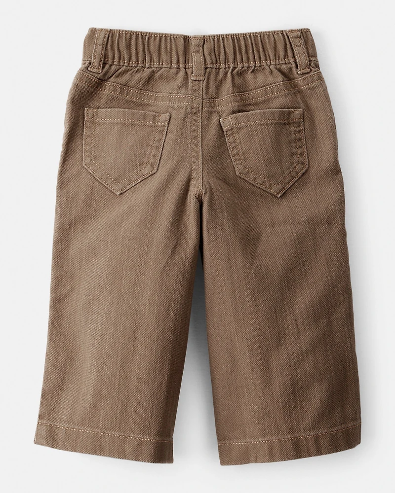 Baby Girl Drawstring Wide-Leg Pants - Brown