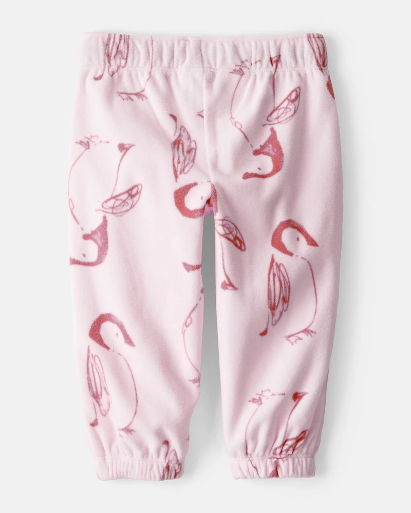 Baby Girl Penguin Cozy Jogger Pant - Pink