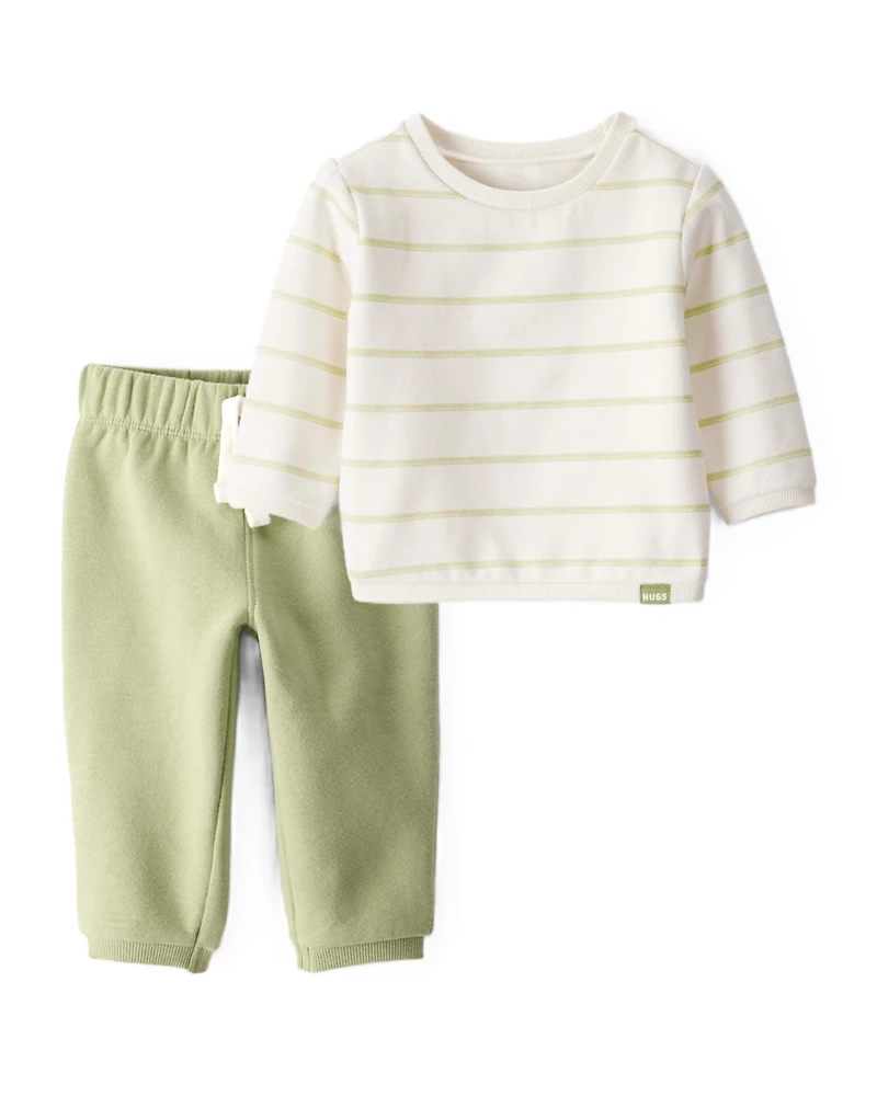 Baby Boy 2-Piece DayDream Fleece Pullover Sweatshirt & Pull-On Pants Set - Ivory/Green