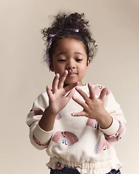 Toddler Girl Rainbow Paperbag Sweatshirt - Cream