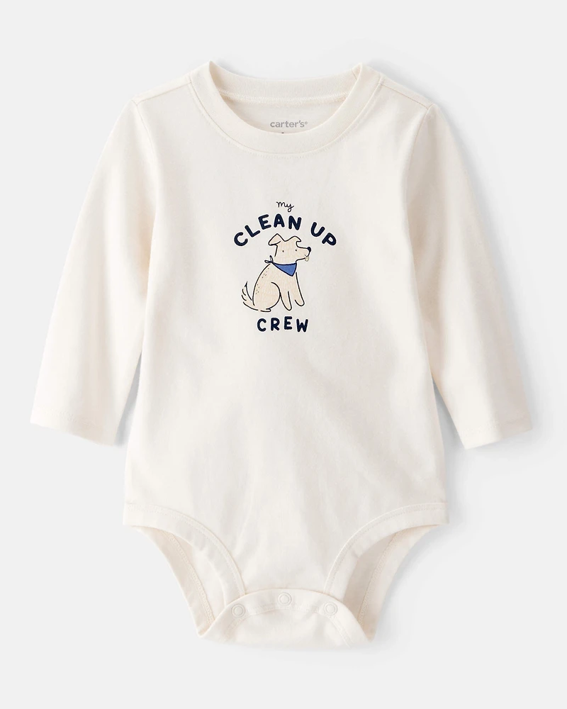 Baby Cotton Long-Sleeve Graphic Bodysuit - Ivory