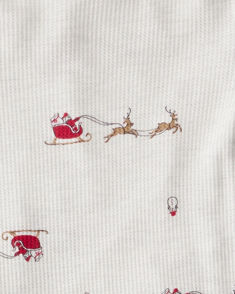 Kid Santa Sleigh PurelySoft Long-Sleeve Snug Fit 2-Piece Pajamas - Grey