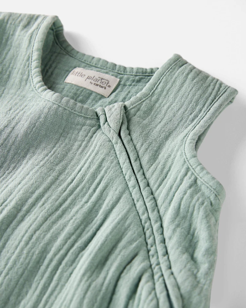 Baby Organic Cotton Gauze Wearable Blanket in Green