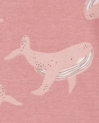 Toddler Whale Striped Snug Fit Cotton 4-Piece Pajamas