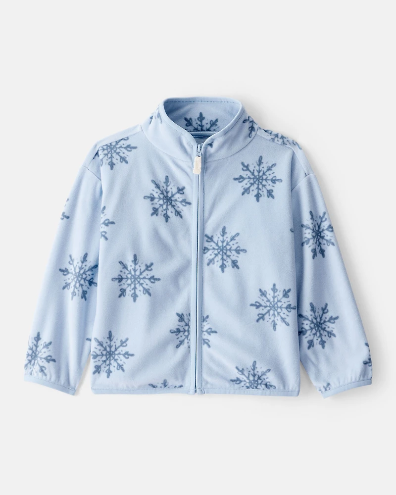 Toddler Girl Snowflake Microfleece Zip-Up Jacket - Blue