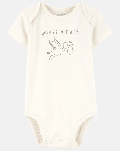 Baby Pregnancy Announcement Cotton Short-Sleeve Graphic Bodysuit - Ivory