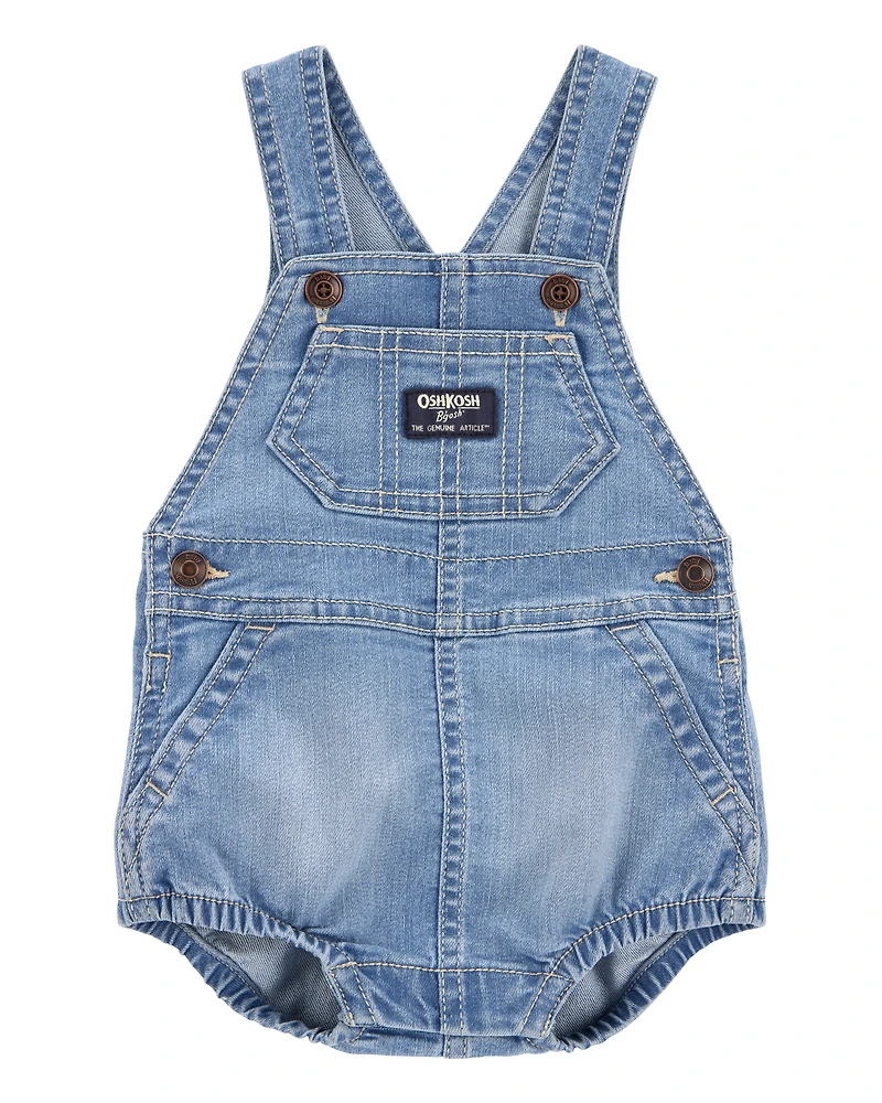 Baby Neutral Denim Bubble Romper - Blue