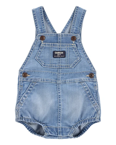Baby Neutral Denim Bubble Romper - Blue