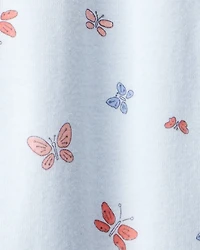 Toddler Girl Butterfly 100% Cotton Snug Fit Footie 1-Piece Pajamas - Blue