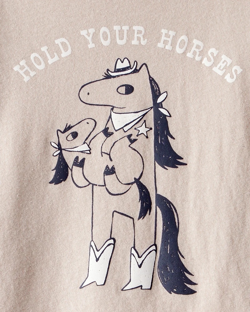 Toddler Boy Hold Your Horses Long-Sleeve Graphic Tee - Tan