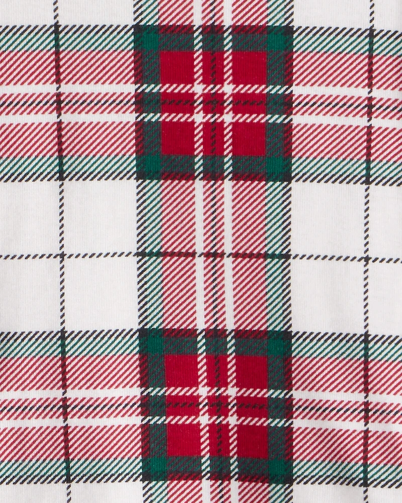 Toddler Plaid Print 100% Cotton Long-Sleeve Snug Fit 2-Piece Pajamas - Red/Green