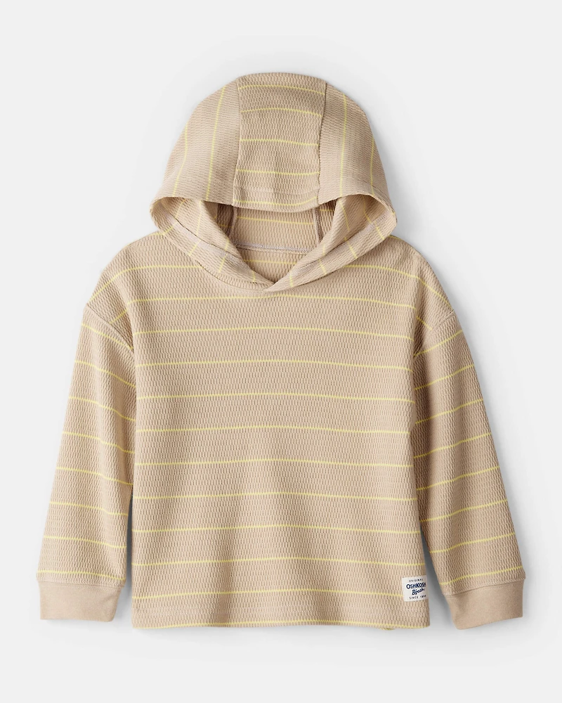 Toddler Boy Striped Long-Sleeve Hooded Top - Beige