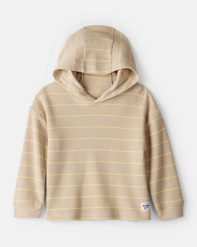 Toddler Boy Striped Long-Sleeve Hooded Top - Beige