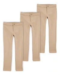 Kid 3-Pack Ponte Knit Uniform Pants - Khaki