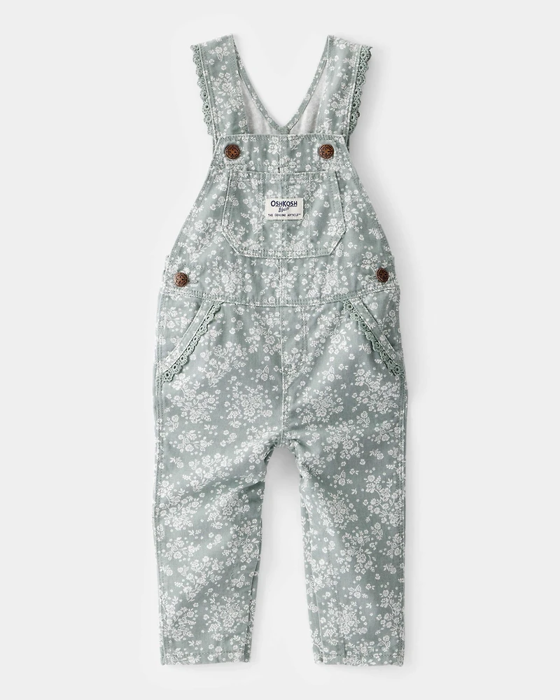 Baby Floral Print Overalls - Green