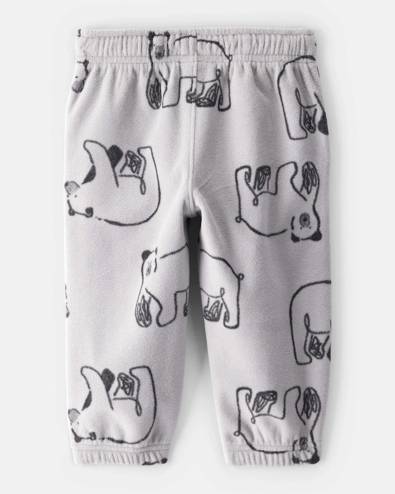 Baby Boy Polar Bear Fleece Joggers - Grey