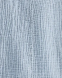 Toddler Organic Cotton Gauze Shortalls Seal Blue