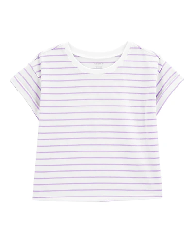 Kid Striped Short-Sleeve Fashion Top - Purple