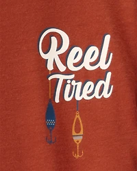 Boys 2-Piece Bear Fishing Loose Fit Pajamas - Red/Navy
