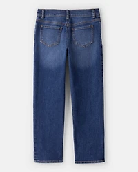 Girls Button-Front Straight Leg Jeans - Blue