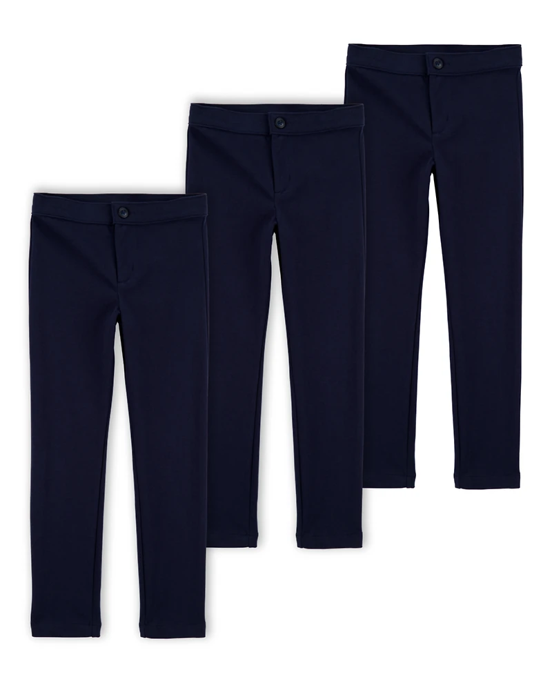 Kid 3-Pack Ponte Knit Uniform Pants - Navy