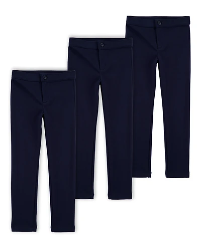 Kid 3-Pack Ponte Knit Uniform Pants - Navy