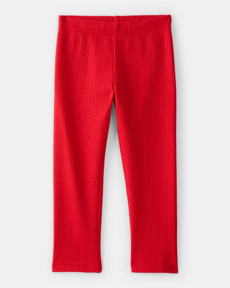 Toddler Girl Pull-On Stretch Rib Leggings - Red