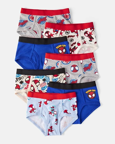 Toddler Boy 7-Pack ©Marvel Spider-Man Print Brief Underwear - Blue/White