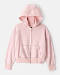 Girls Long-Sleeve Hooded Zip-Up Jacket - Pink